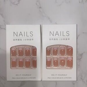 2 pack bundle Natural Pink Press-On Nails Set